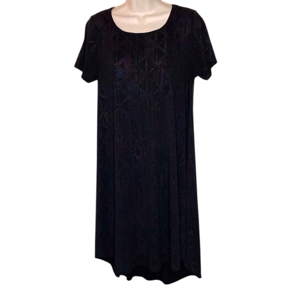 LuLaRoe Carly | Black w/ Iridescent Multi-Color Print Swing Dress S - Picture 1 of 5
